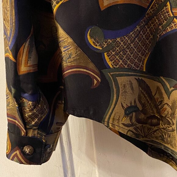 Vintage British Isles Sz 4 (S) Womens Shirt Button Up Duck Print Long Sleeve - Picture 6 of 12